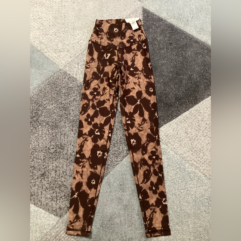 Aerie Offline Real Me 7/8 Legging Brown Floral XS LONG NWT